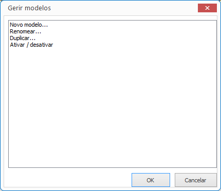 Opções de Gerir modelos